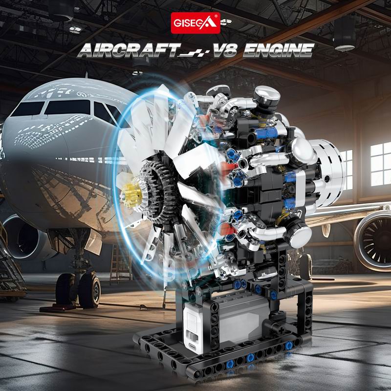G8910 Aviation V8 Engine 558pc - Model Kit Aircraft ulasan dan harga